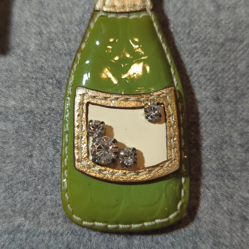 Coach Leather Champagne bottle keychain key fob with rhinestone bubbles! - Picture 5 of 5